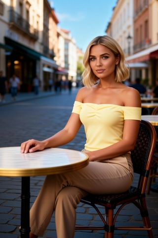 Benerly Kadın Bluz Carmen Yaka Düşük Kısa Kol Fitted Vücuda Oturan Örme Ç Sarı