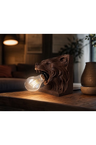 Ayı Figürlü Dekoratif Masa Lambası 3d Baskı Modern Abajur Kahverengi
