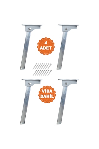 İyimi Profil Yer Sofrası Mobilya Katlanır Laptop Sehpa Ayağı Set 20 Cm 4'lü Gümüş
