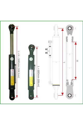 3 Ton - 68cm Traktör Ortakol, Hıdrolik Silider - 19mm Silinder Kafa, 3 Ton - 68cm Toplift Hydraulic Cylinder - 19mm Cylınder Head