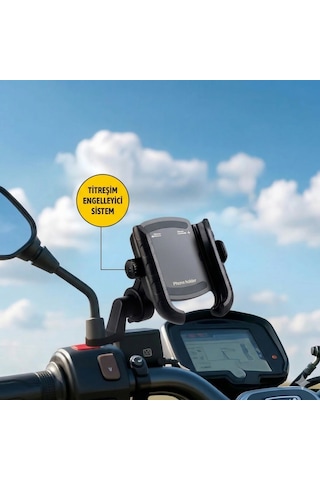 Titreşim Engelleyici Modüllü Motosiklet Telefon Tutucu Ch-110 Siyah