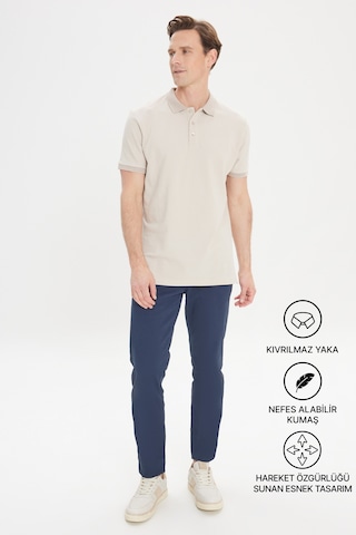 AC&Co / Altınyıldız Classics Altinyildiz Classics Erkek Safari Slim Fit Dar Kesim Polo Yaka %100 Pamuk Tişört 4A4820200001SAFXXL Krem