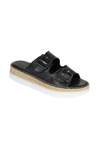 Greyder 50757 Kadın Siyah Hakiki Deri Trendy Terlik-488 Siyah