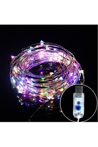 8 Modlu Usb'li Kumandalı Peri Led 5 Metre Beyaz - Renkli