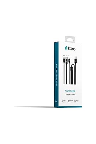 Ttec 2dk39s Alumicable Trio Şarj Kablosu 1mt. Usb-a - Usb-c / Lightning / Micro Usb