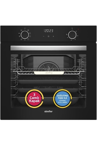 Simfer 10 Fonksiyon Airfry Siyah Dijital 2'li Ankastre Set (8215 Fırın + 3500 Ocak)