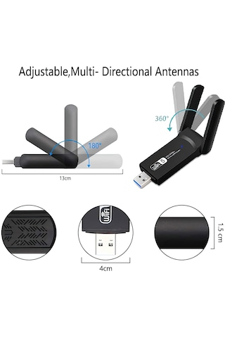 Kablosuz Wifi Alıcı Dual Band Usb 3.0 Adaptör Ac1300 Mbps