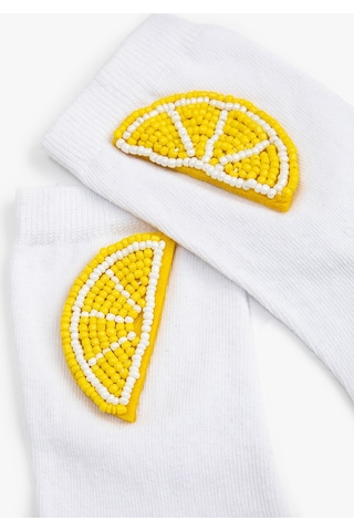 Koton Limon Detaylı Soket Çorap Boncuk İşlemeli Beyaz 3sak80176aa 3SAK80176AA000 Beyaz