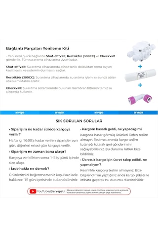 Su Arıtma Cihazı Bağlantı Parçaları Kiti