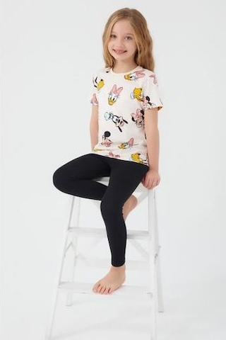 Minnie Mouse Kız Çocuk Kapri Tayt Takım Krem