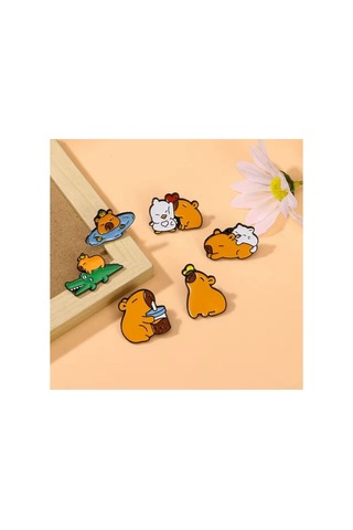 Capybara Kadın Broş, Çocuk Broş, İğneli Broş, Klipsli Broş Yaka Broşu, Çeket Yaka İğnesi, Mineli B81