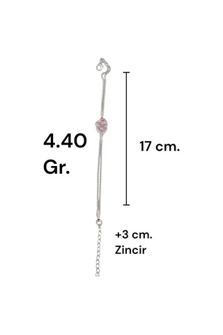 Taşlı Çift Kalpli 925 Ayar Gümüş Bileklik Romantik Ve Zarif Tasarım Gümüş