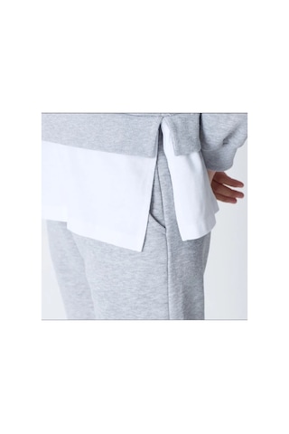 The Kadın Basic Bisiklet Yaka Etek Ucu Detaylı Sweatshirt Ve Pantolon Eşofman Takımı- Siyah/melanj/gri Gri Melanj