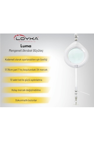 Geniş Mercekli Luma Masaya Bağlanabilir Büyüteç Ayarlanabilir Led Işığı