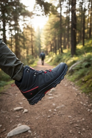 Enoch Erkek Siyah Kırmızı Waterproof Yüksek Bilekli Outdoor Trekking Ve Doğa Botu Siyah - Kırmızı
