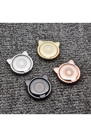 Symbee Gümüş Metal Kedi Kulaklı Çubuk Tutucu Telefon Tutucu 360 Döner Kartoon Arka Yapışkan Ev Kullanıma Uygun Kolay Kullanım