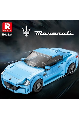 Reobrix Technic 824 1/24 Granturismo Maserati Mavi Spor Araba Yaratıcı Yapı Blok Seti Building Blocks - 384 Parça