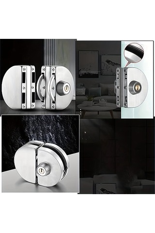 Nayomiglow Cam Vitrin/vitrin Kilitleri Paslanmaz Çelik Çift Kapı Delmeye Gerek Yok 2 Anahtarlı Kolay Kurulumlu Ev Aleti