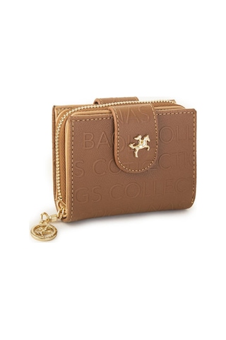Nas Bag Kadın Çift Kapaklı Mini Cüzdan Taba Camel Gofraj Çok Renkli