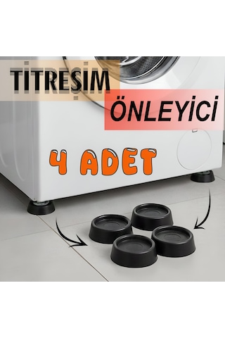 4 Adet Siyah Eşya Çamaşır Bulaşık Makinası Buzdolabı Yükseltici Titreşim Ayağı Altlığı Ayaklığı Gürültü Önleyici Siyah