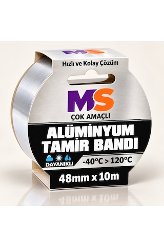 Yapışkanlı Yanmaz Alüminyum Folyo Tamir Bandı 48 Mm X 10 Metre Isıya Dayanıklı Soba Borusu Bantı