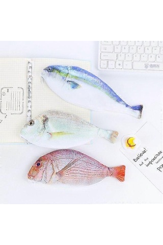 Yaratıcı Hediye Balık Şeklinde Kalem Çantası Kalem Kutusu Fermuarlı Kese Okul Kırtasiye Simülasyonu Tuzlu Balık Deniz Balığı Kalem Kutusu 2 Adet D- Whitebait Lüfer Çok Renkli