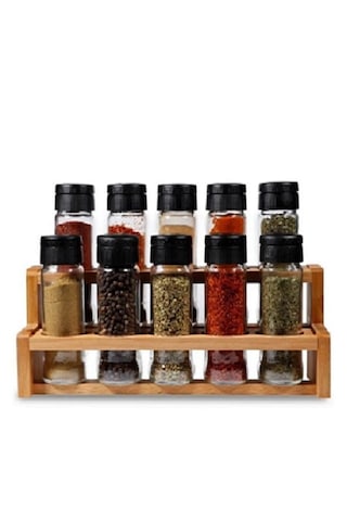 Chef Taste Spice X 10 Lu Baharatlık Takımı Ahşab Standlı 10 Lu Me Ahşap - Beyaz