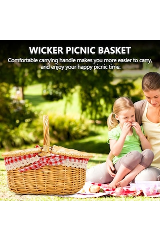 Xiaaokeji Kapaklı Ve Saplı Country Tarzı Hasır Piknik Sepeti Sepet Diğer