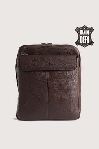 Hakiki Deri Erkek El Çantası Kahverengi Smr9280 Kahverengi