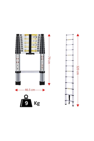 Master 504332 Paslanmaz Çelik Teleskopik Merdiven 320 Cm