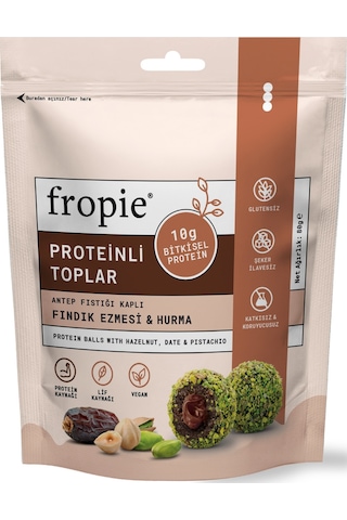 Fropie Proteinli Meyve Topları - Antep Fıstığı Kaplı & Fındık Ezmeli 80 G