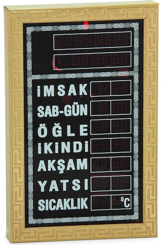 Vakitmatik Dijital İmsakiye Ev Ofis Tipi Ezanlı Cami Saati Sarı