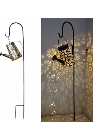 Güneş Enerjili Sulama Kovası Bahçe Aydınlatması Dekoratif Solar Led Şelale Efektli Dış Mekan Lambası