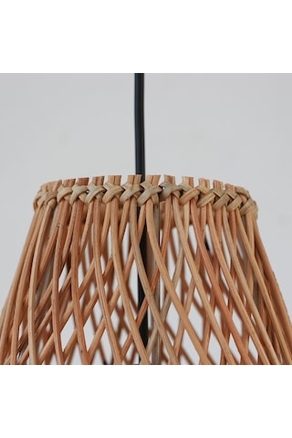 Bohem Etnik Doğal Hasır Doğal Rafya Bambu & Rattan Handmade Dekoratif Sarkıt Saçaklı Avize 26x65 Cm-9081498449442 Kahverengi