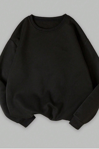 Unisex 3'lü Kahve Beyaz Siyah Bisiklet Yaka Oversize Sweatshirt Siyah Beyaz Kahve