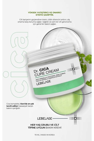 Lebelage Centella Asiatica Içeren Yatıştırıcı, Onarıcı Bakım Kremi Dr Cica Cure Cream