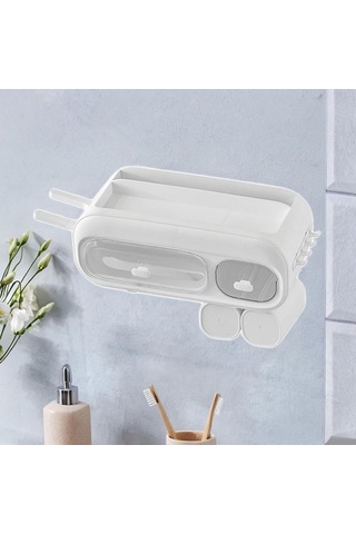 Suntek Banyo Organizatörü 6'sı 1 Arada Tuvalet Yatak Beyaz