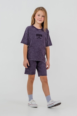 U.S. Polo Assn. Kız Çocuk Mor Bermuda Takım Us2530-c