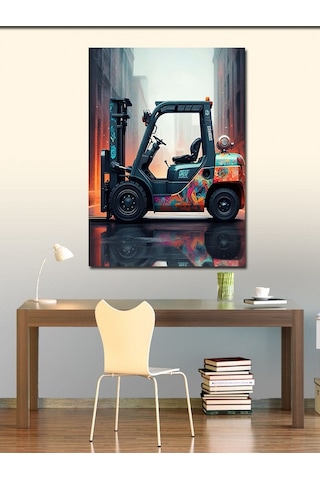 Kanvas Tablo Forklift Ve Renkli Arka Plan 70cmx100cm