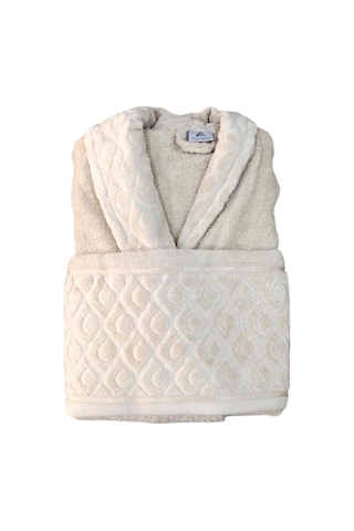 Royam 2 Parça %100 Pamuklu Kısmı Kadife Tek Kişilik Bornoz Seti Bej