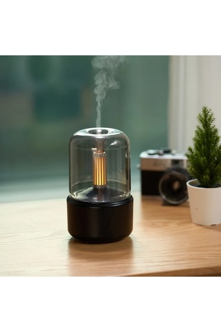 Techbloom Siyah Yükseltilmiş Ultrasonik Aromaterapi Lambası Yatak Başı Atmosfer Işığı Nemlendirici Ve Hava Temizleyici