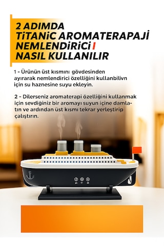 Gemi Tasarımlı Işıklı Aroma Terapi Hava Nemlendirici