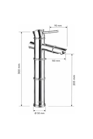 Viosa Lüx Premium Krom Bambu Çanak Lavabo Bataryası Çanak Lavabo Uyumlu Parlak Gri Batarya Siyah