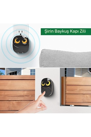 Monozone Işıklı Baykuş Şekilli 2 Alıcı 1 Verici Kapı Zili