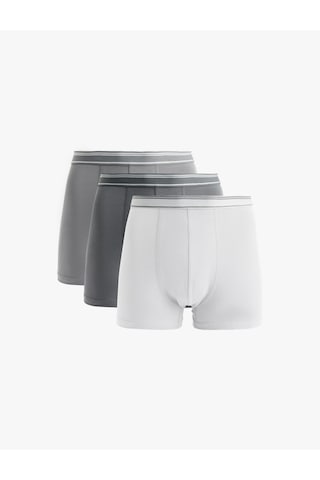 Koton Pamuklu Basic Çizgili Lastik Detaylı 3'lü Boxer Set Gri 6wlm90072mk Gri