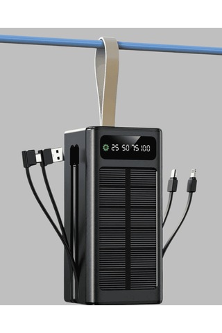 Güneş Panelli Powerbank Taşınabilir Şarj Cihazı Led Işıklı Çok Renkli
