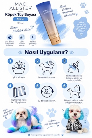 Mac Allister Kedi Köpek Tüy Boyası Mavi Renkli 125 Ml