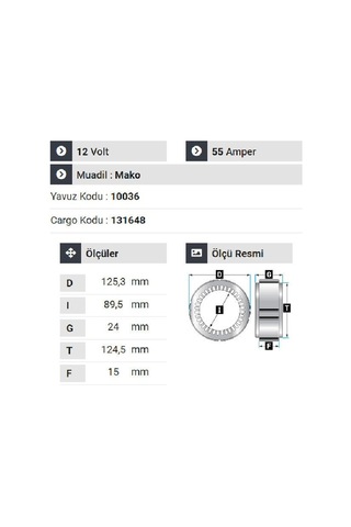 Nursan 120012 Statör 12v 55a Mako Tip Tofaş Ym