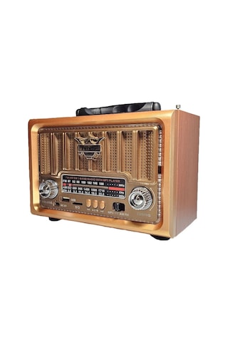 Ns-8891 Orta Boy Retro, Nostaljik, Ahşap Tasarım Bluetooth Hoparlörlü, Şarjlı, Taşınabilir Fm/am Destekli Radyo-442