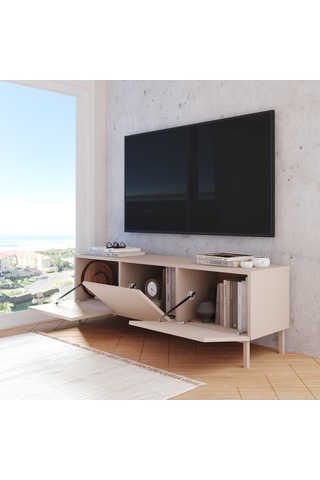 Robinhome Miami Tv Ünitesi Sehpası 3 Kapaklı Ahşap Ayaklı 150cm Kumsal Bej